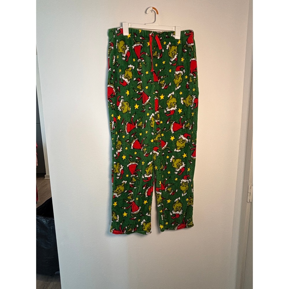 The Grinch Dr Seuss Christmas Fleece Pajama Pants Green XL Holiday Sleepwear